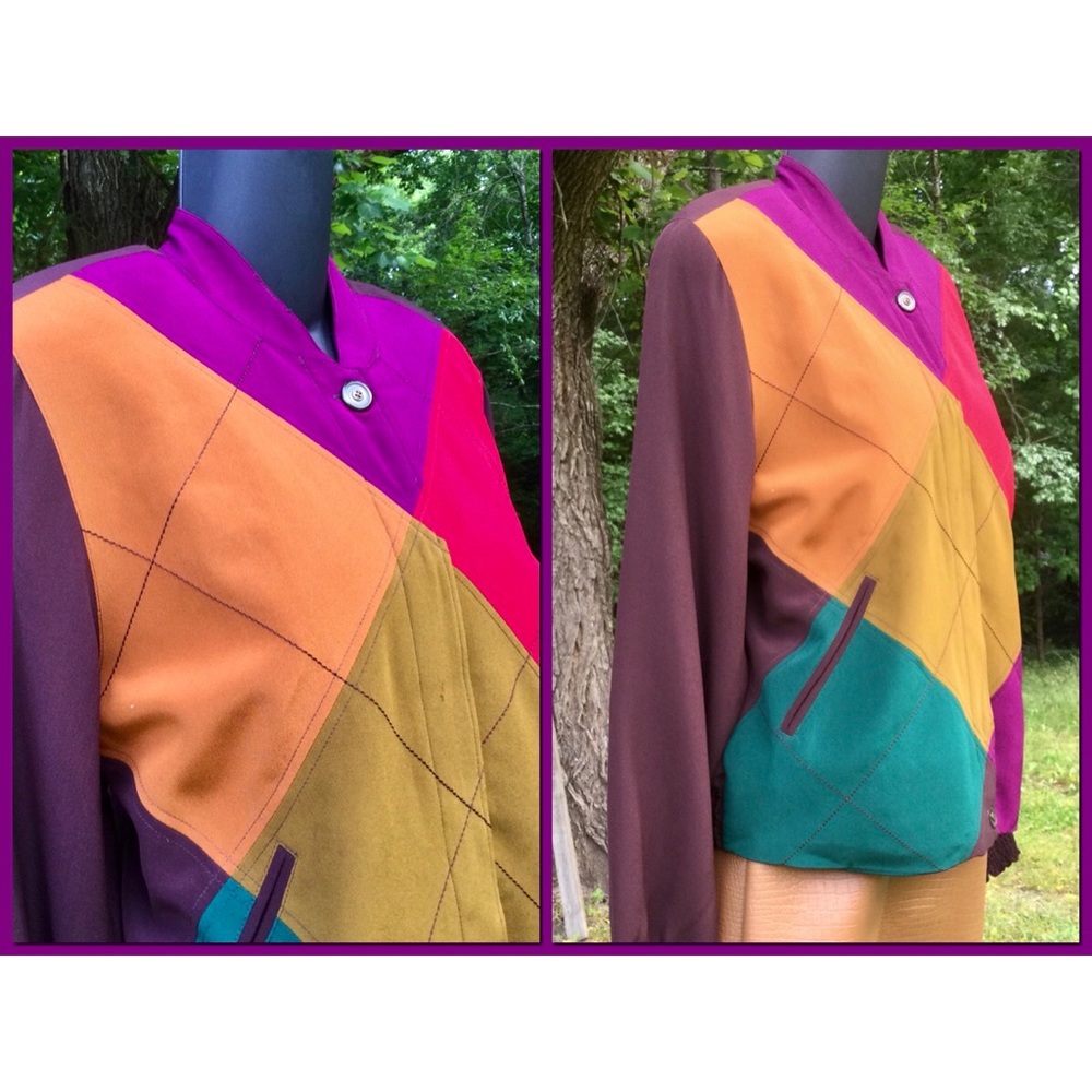 Vtg Silk Colorblock Blazer, sz M (10)